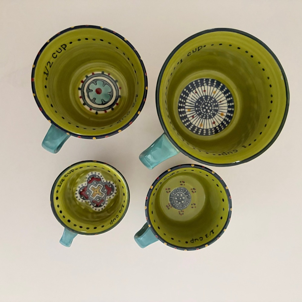 ANTHROPOLOGIE Austin Flora Measuring Cups Ceramic Handled Colorful Set of 4 - Picture 4 of 11